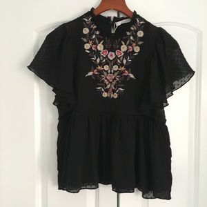 Zara Floral Embroidered Blouse